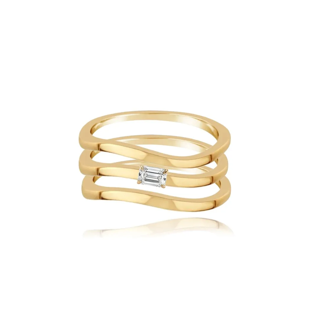 Three Line Solitaire Diamond Ring