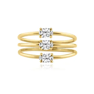Three Row Oval Diamond Ring