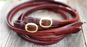 Toprail Equine Reins Leather Padded Split with Popper Ends