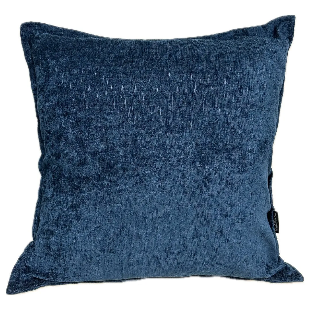 Transitional Indigo Throw Pillow with Reflective Stitching