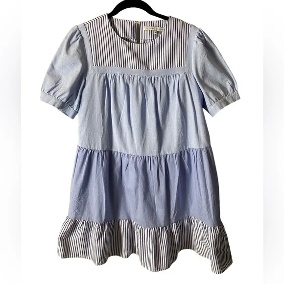Tuckernuck English Factory Blue Tiered Quinn Relaxed Fit Mini Dress