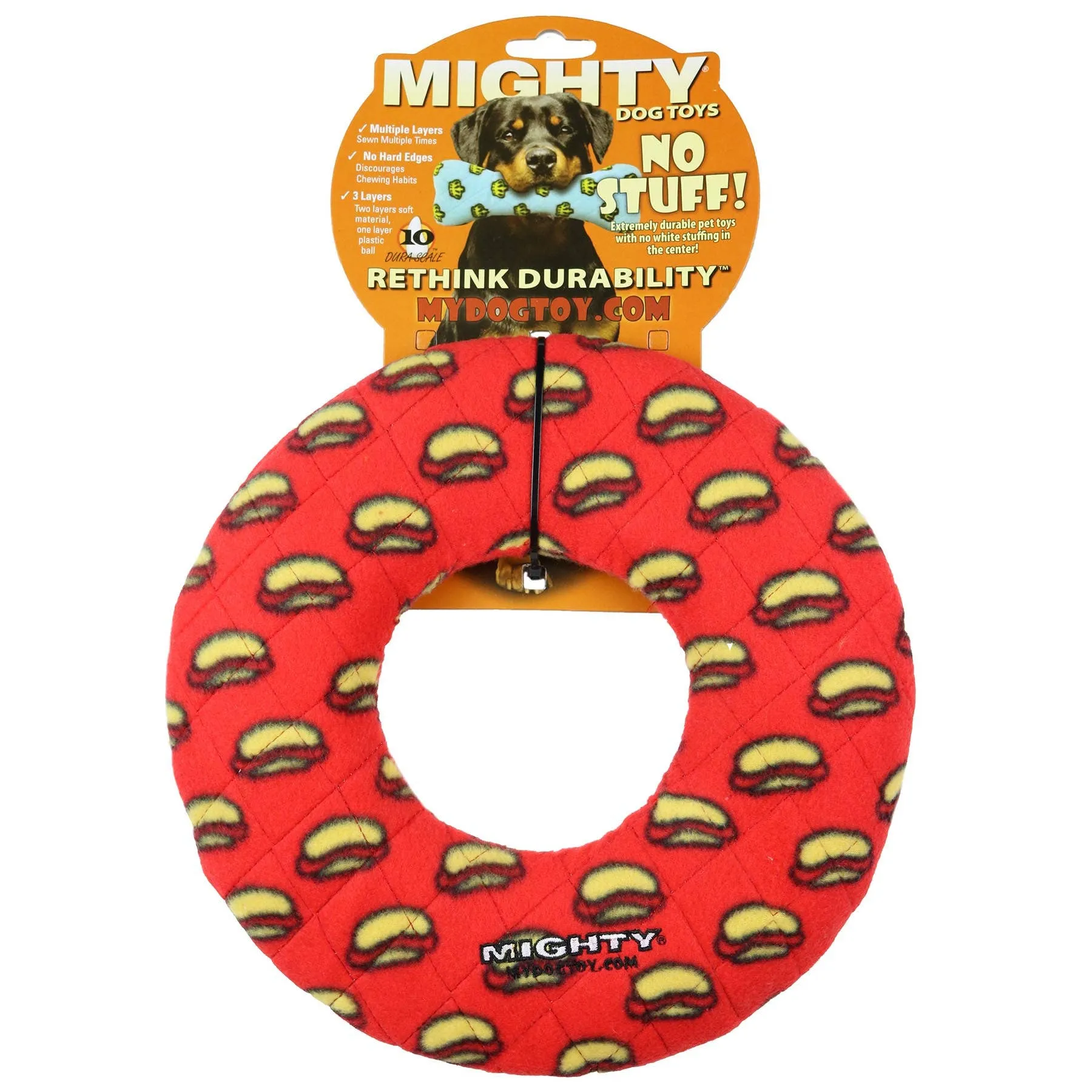 Tuffy Dog Toys - VIP Products - Mighty Ring - Red, Durable, Squeaky Dog Toy, No Stuffing