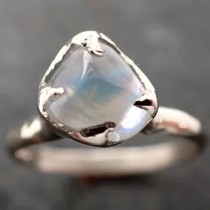 tumbled Moonstone White Gold Ring Gemstone Solitaire recycled 14k statement cocktail statement 2965
