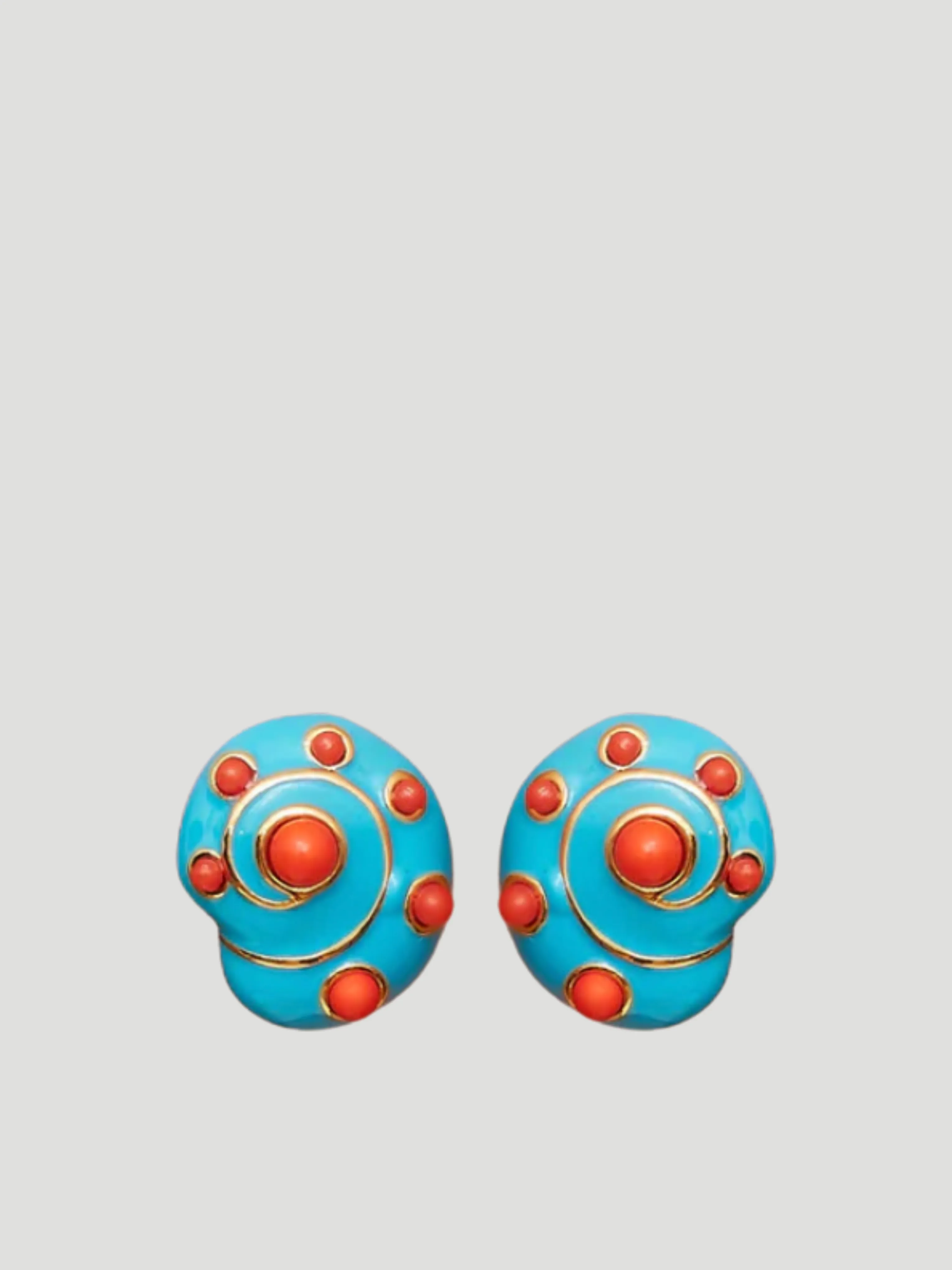 Turquoise & Coral Snail Earrings