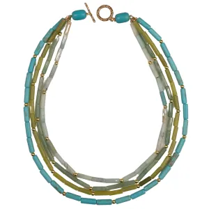 Turquoise, Aventurine, Amazonite & Jade Multi-Strand Necklace