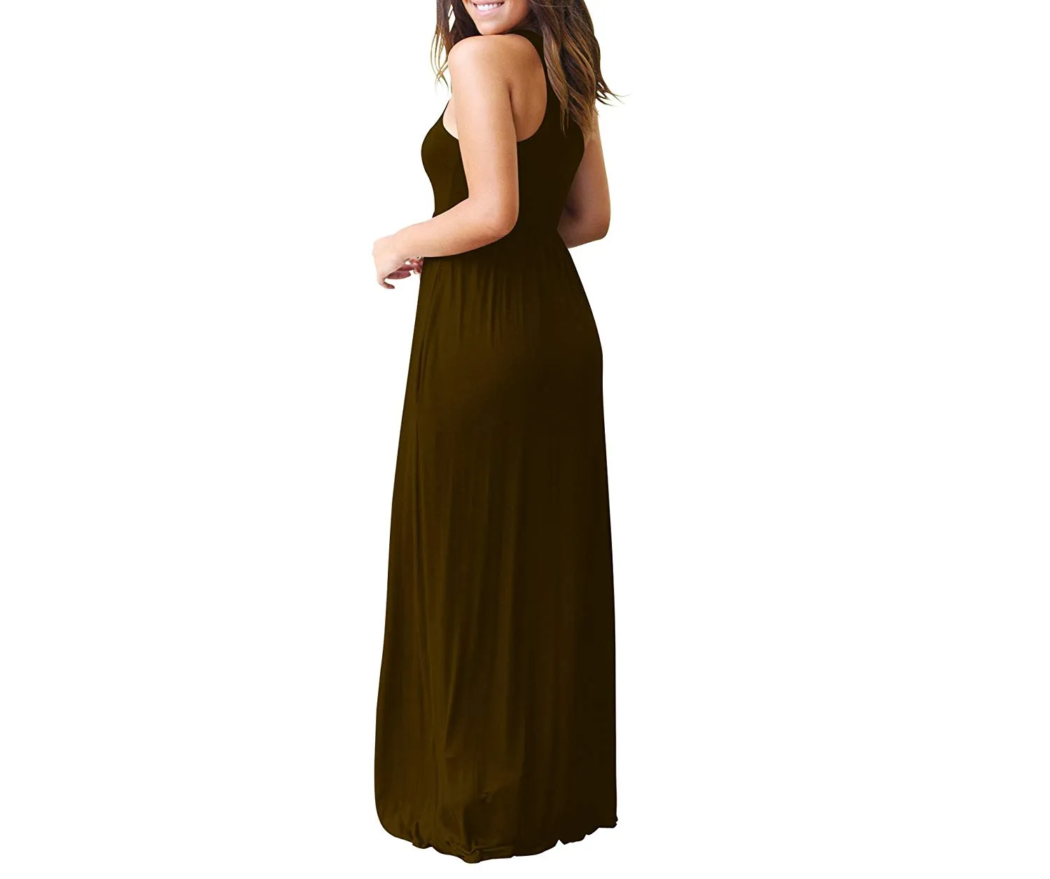 UbdehL Mujer Manga Corta Maxi Vestido Casual Longitud hasta El Piso Largo Fiesta de Verano Club Elegante Vestidos con Bolsillos