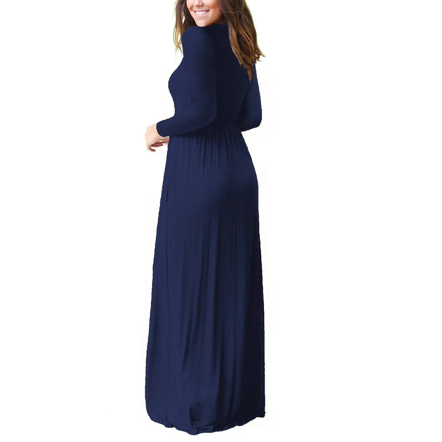 UbdehL Mujer Manga Corta Maxi Vestido Casual Longitud hasta El Piso Largo Fiesta de Verano Club Elegante Vestidos con Bolsillos