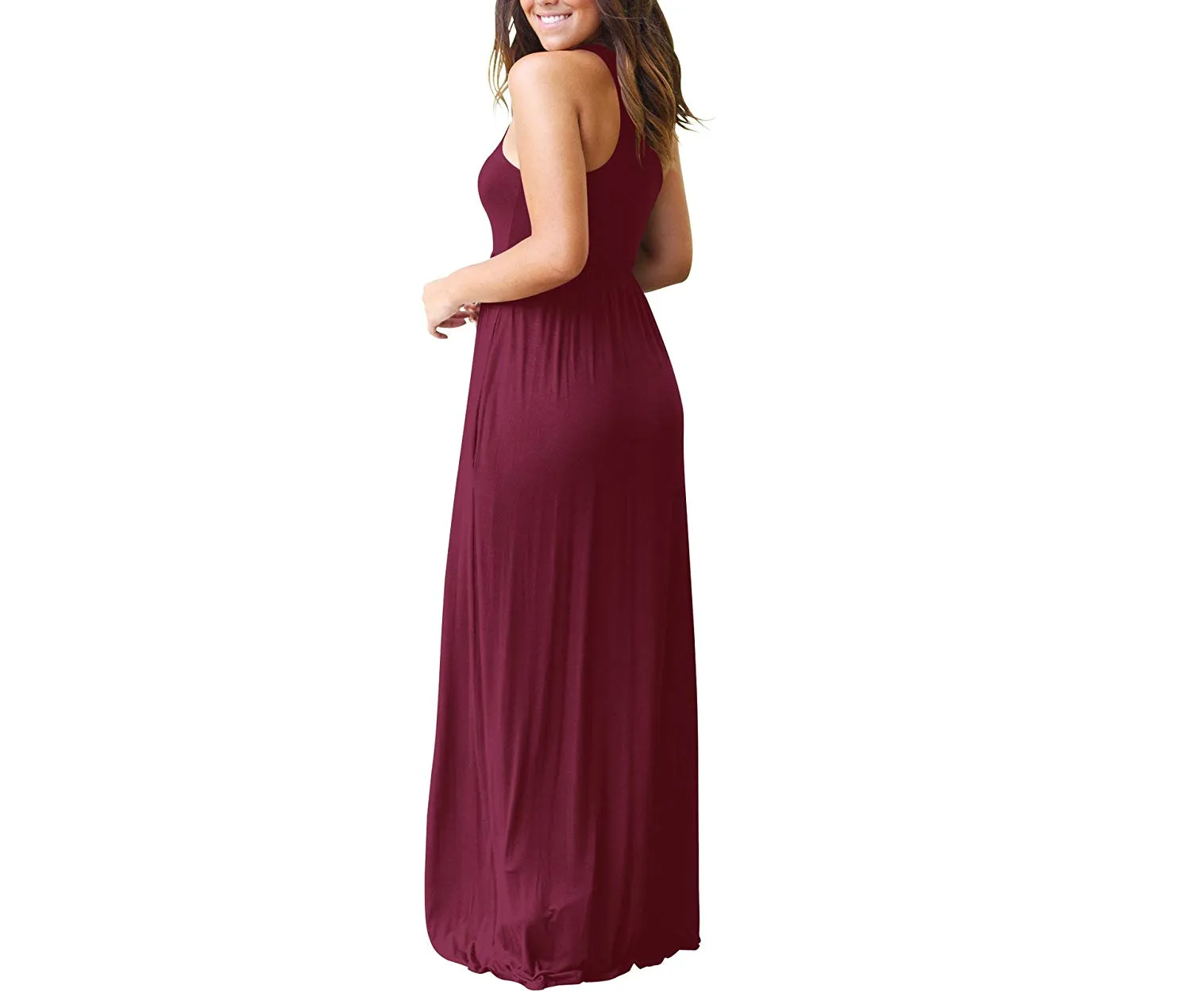 UbdehL Mujer Manga Corta Maxi Vestido Casual Longitud hasta El Piso Largo Fiesta de Verano Club Elegante Vestidos con Bolsillos