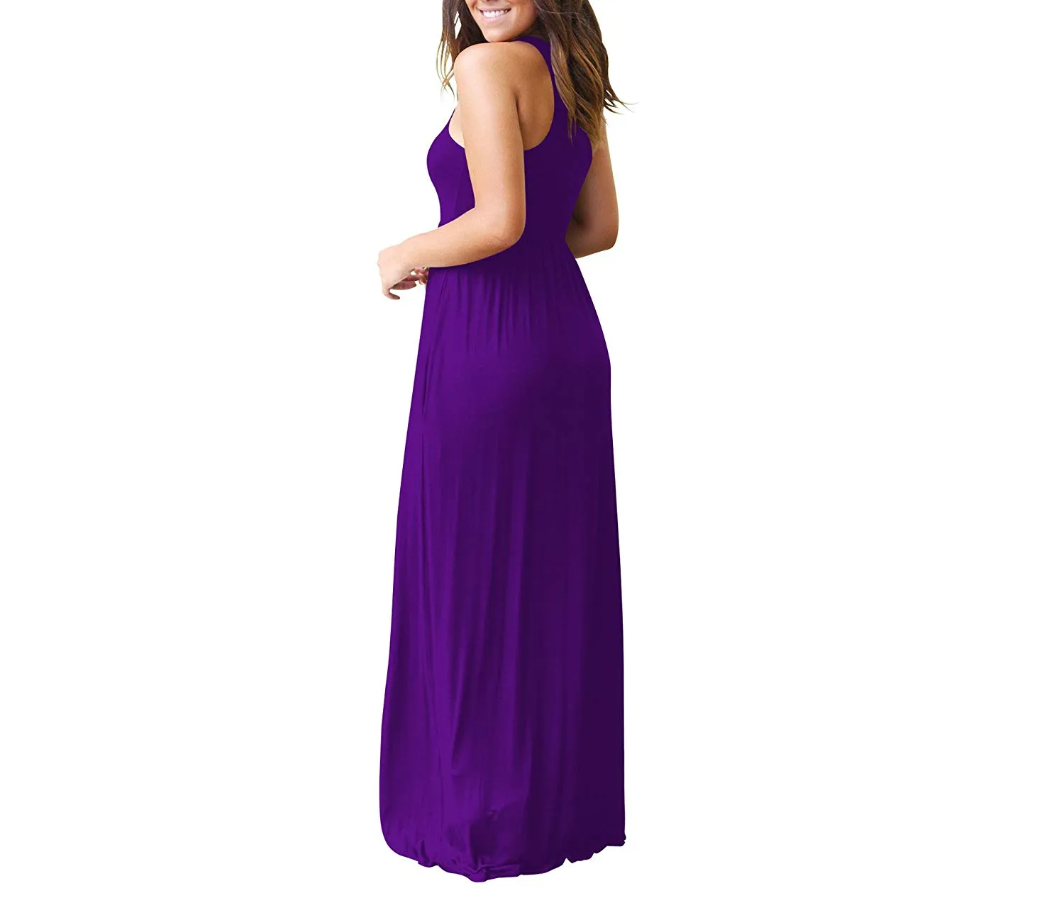 UbdehL Mujer Manga Corta Maxi Vestido Casual Longitud hasta El Piso Largo Fiesta de Verano Club Elegante Vestidos con Bolsillos