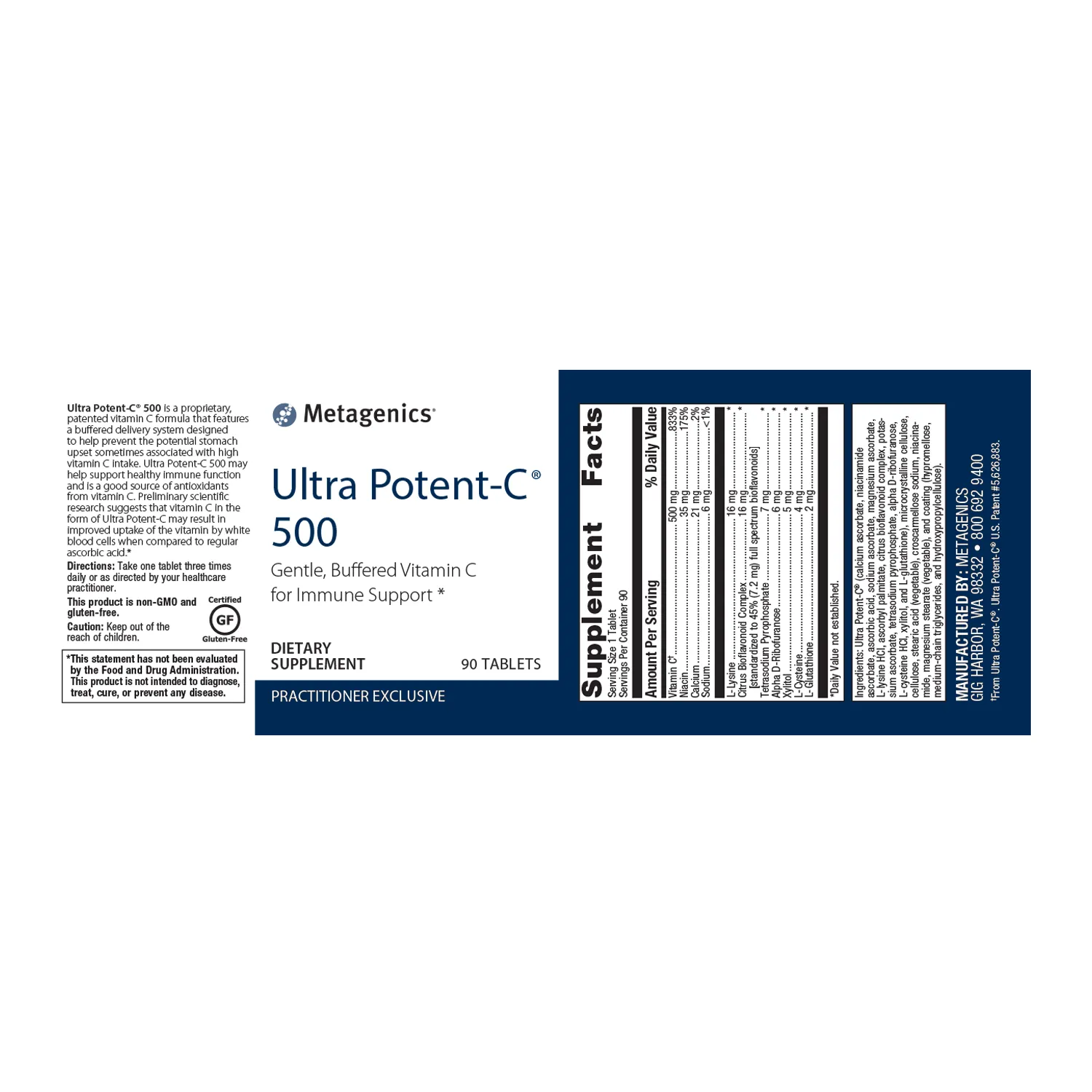 Ultra Potent-C® 500 <br>Gentle, Buffered Vitamin C for Immune Support *