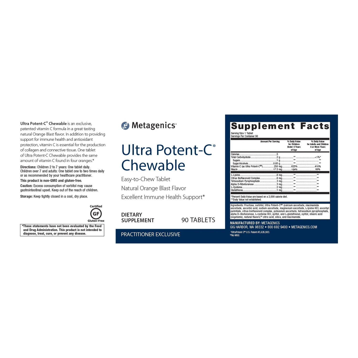 Ultra Potent-C® Chewable <br>Easy-to-Chew Tablet Natural Orange Blast Flavor Excellent Immune Health Support*
