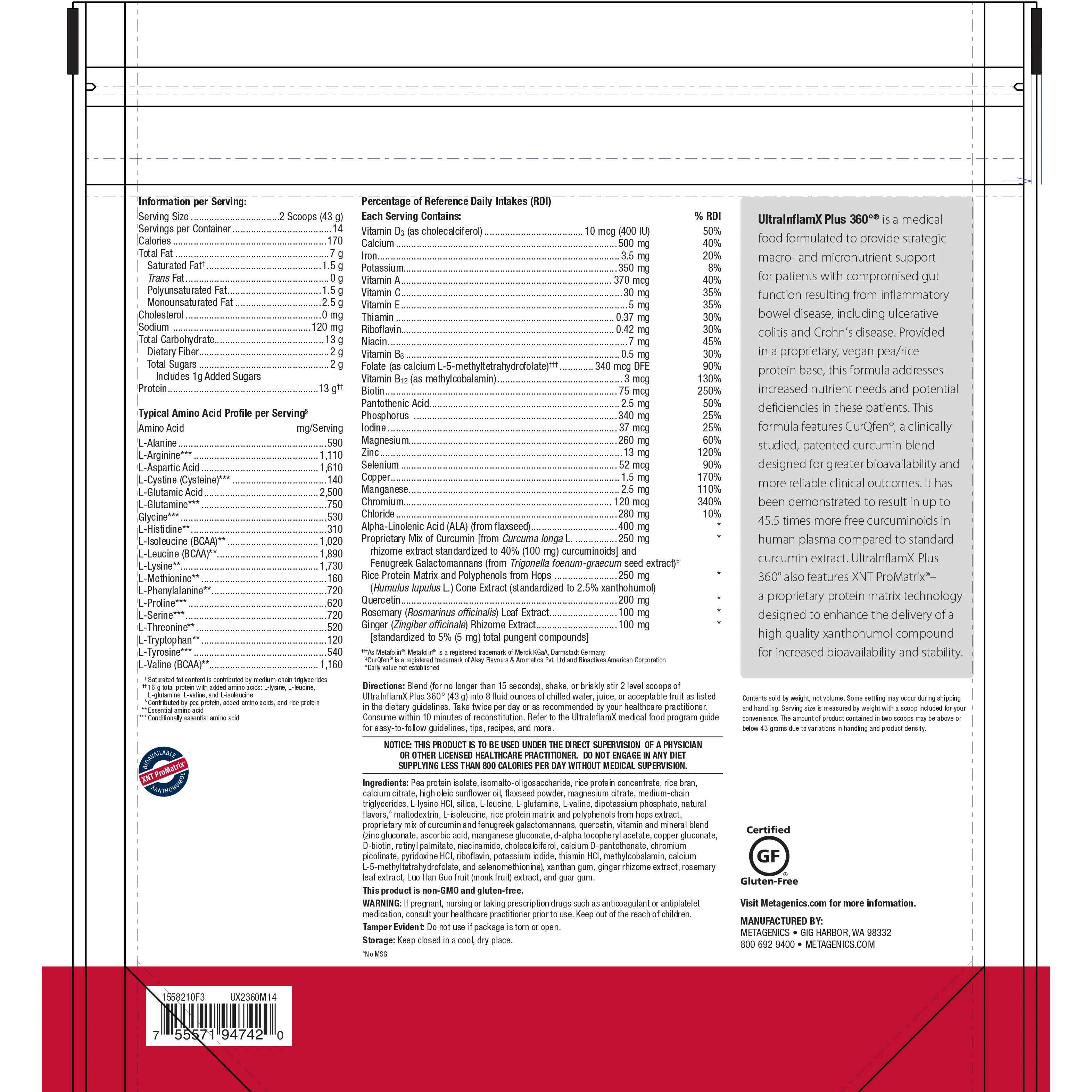UltraInflamX Plus 360°® <br>Advanced Support for the Nutritional Management of Compromised Gut Function in IBD