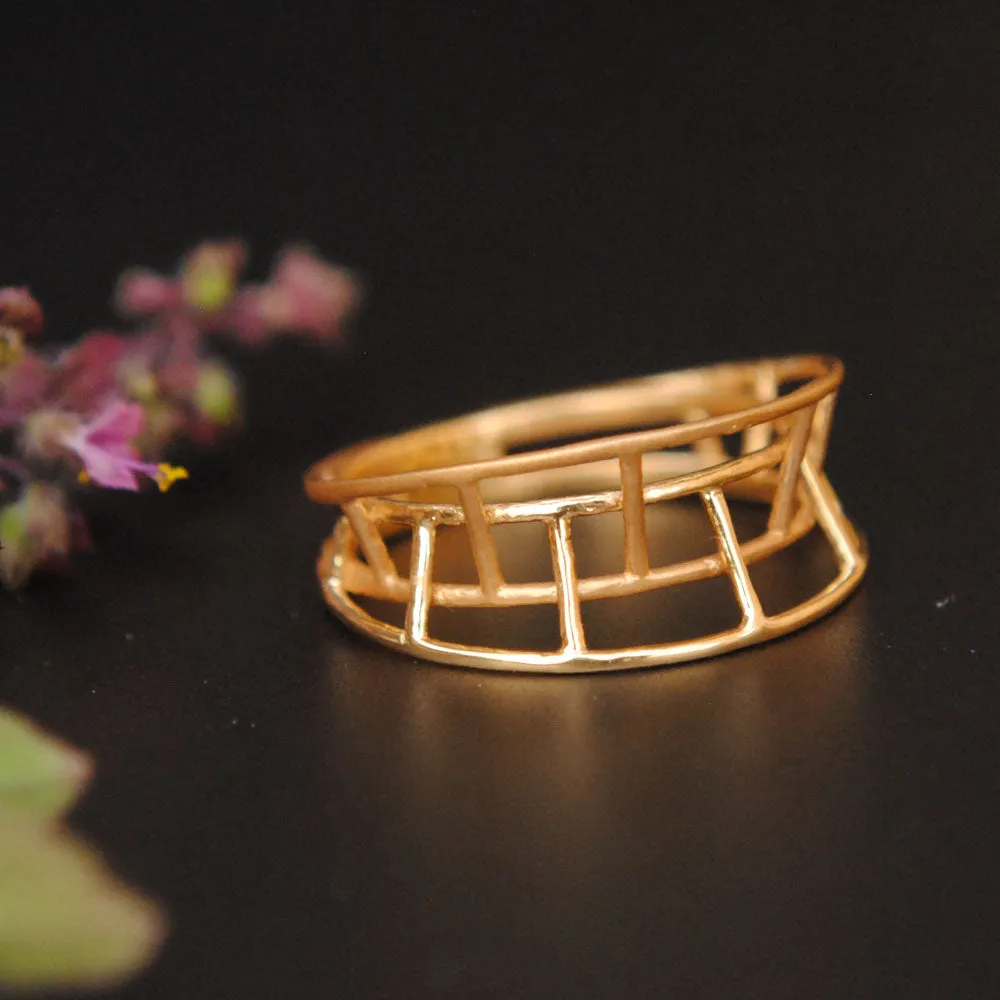 Unique 3Gold Cage 3D Statement Ring