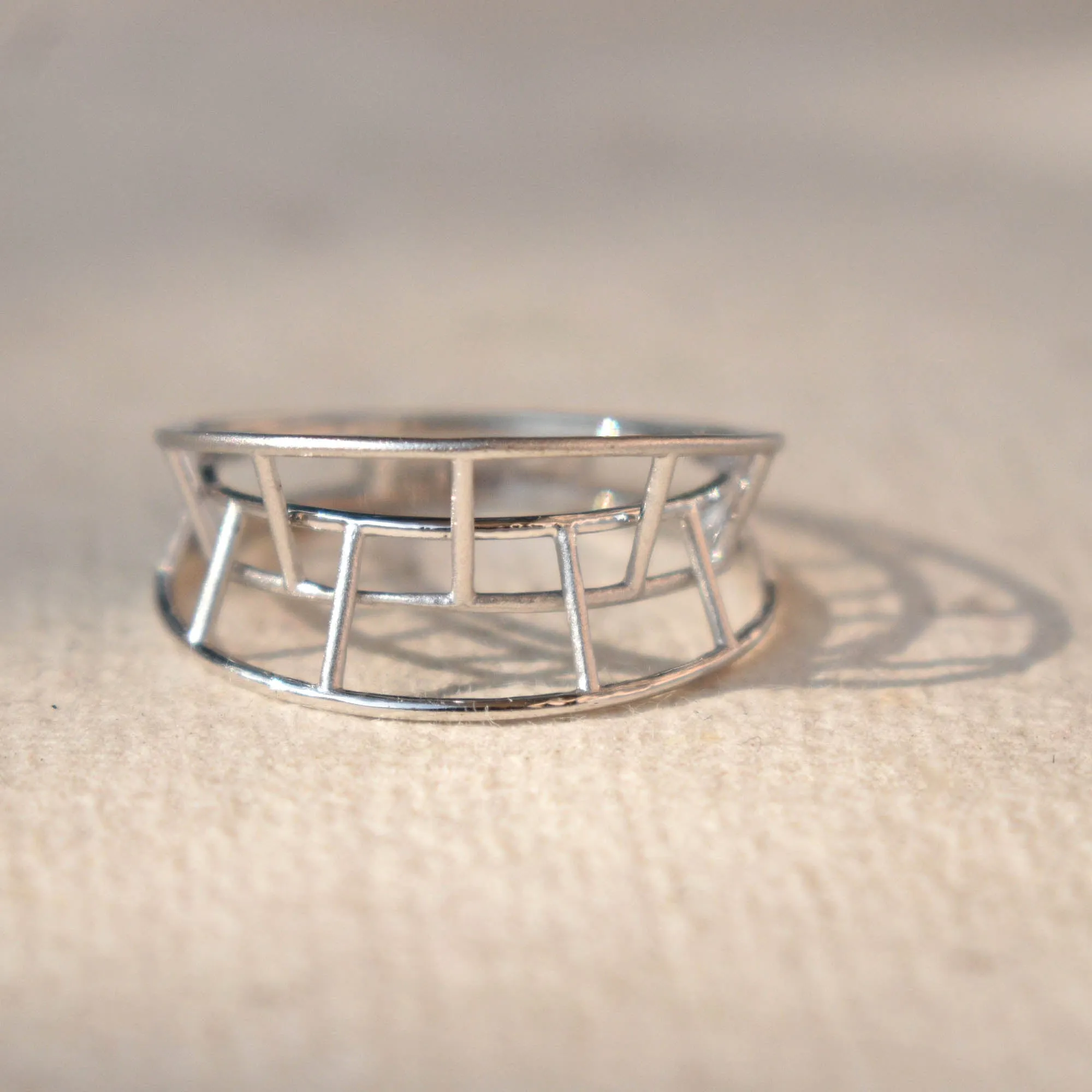 Unique 3Gold Cage 3D Statement Ring