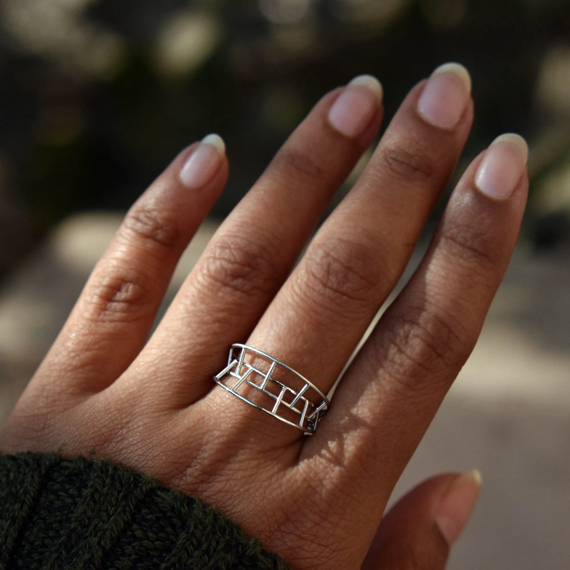 Unique 3Gold Cage 3D Statement Ring