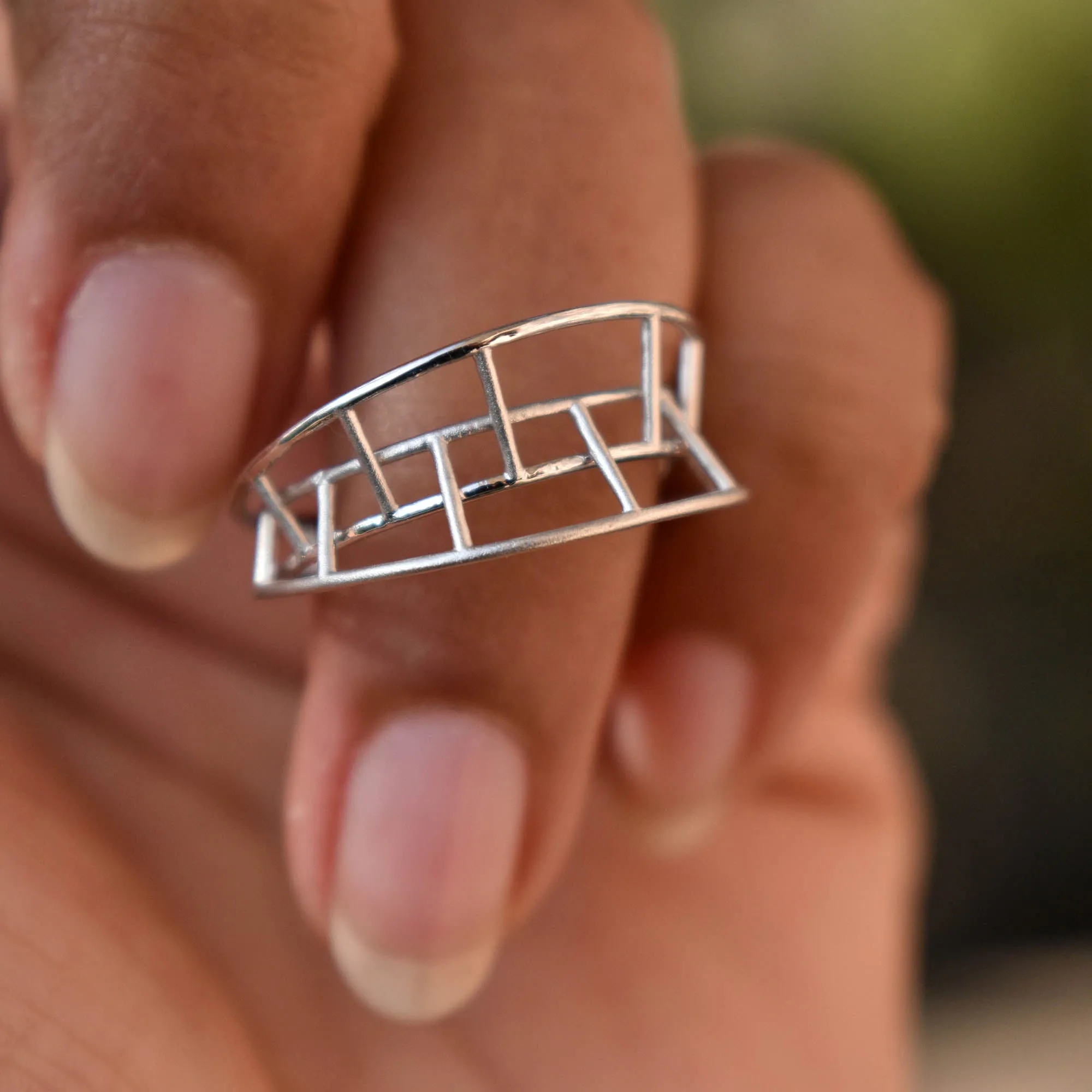 Unique 3Gold Cage 3D Statement Ring