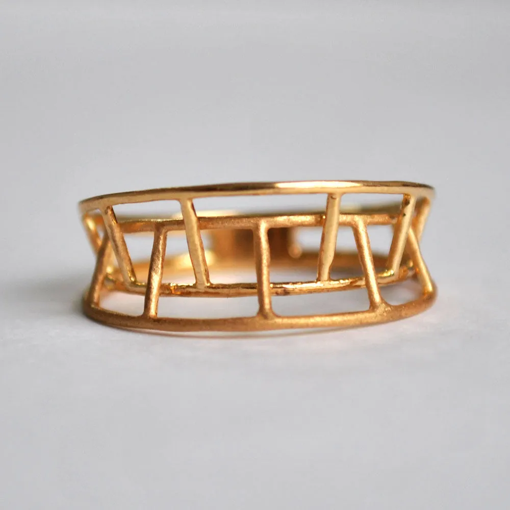 Unique 3Gold Cage 3D Statement Ring