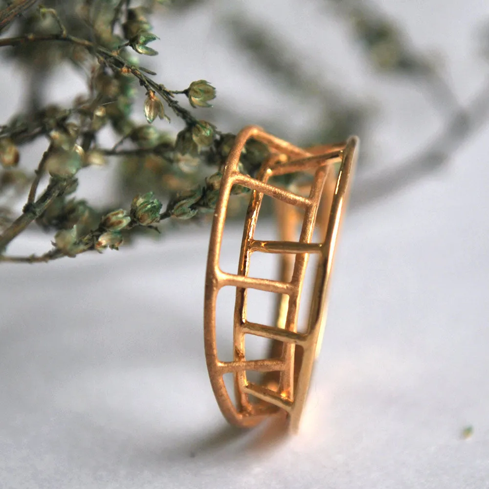 Unique 3Gold Cage 3D Statement Ring