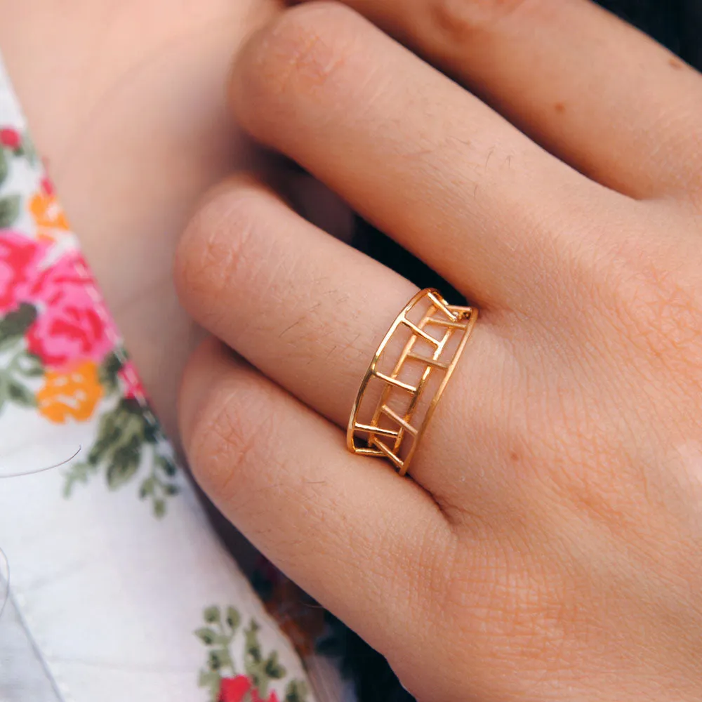 Unique 3Gold Cage 3D Statement Ring