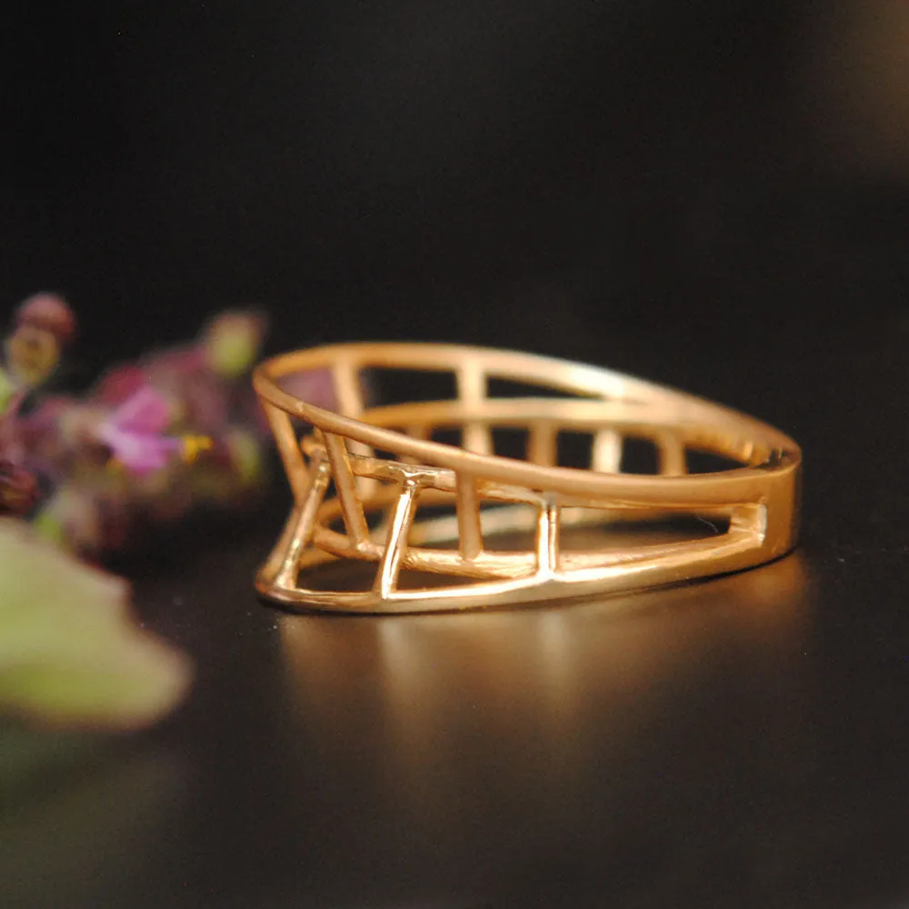 Unique 3Gold Cage 3D Statement Ring
