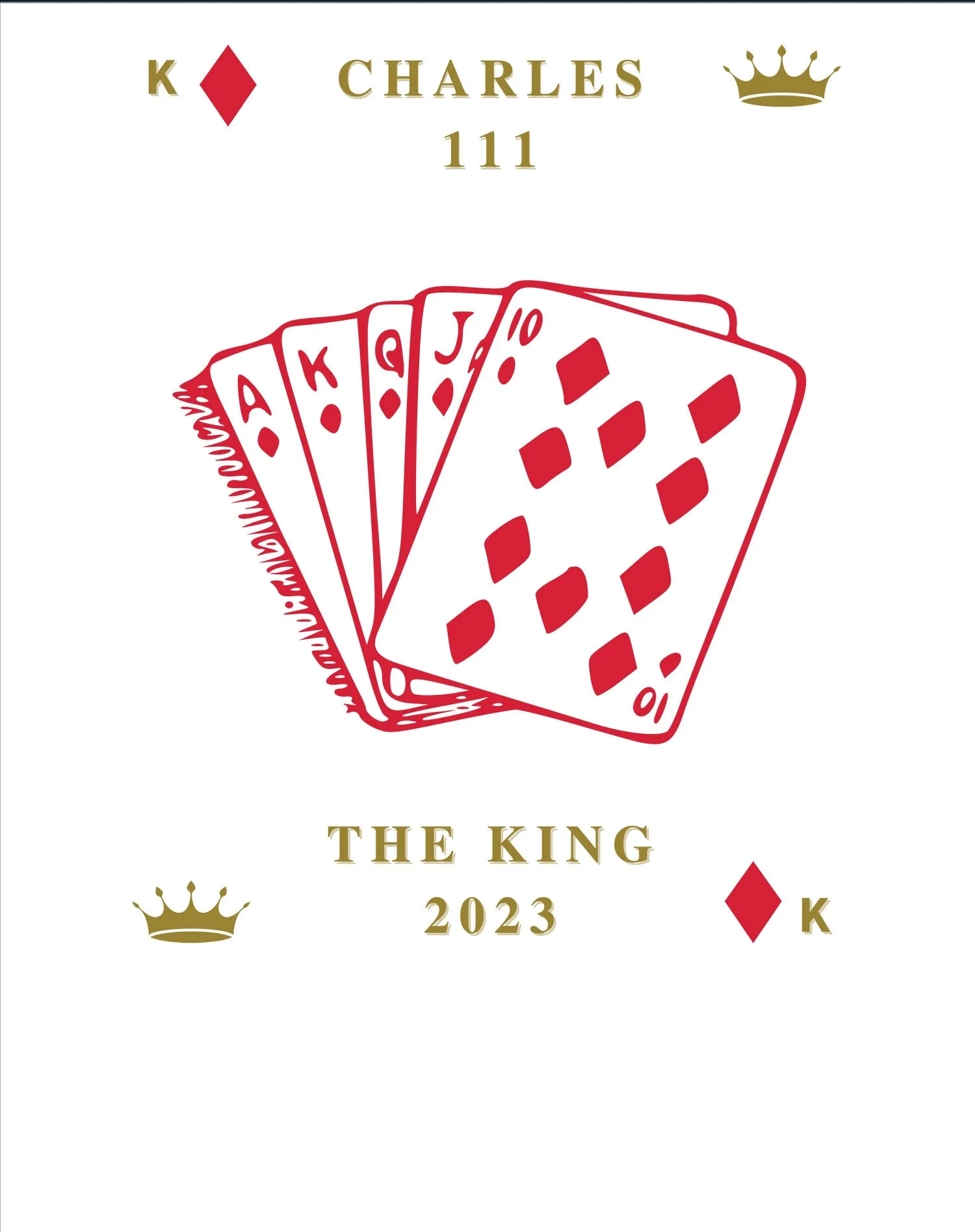 Urban Attitude Kings Coronation 2023 Stencil Royal Flush Men's T-shirt