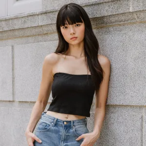 Urban Edge! 2-Way Tube Bra Top (Ribbed Cotton) in Black