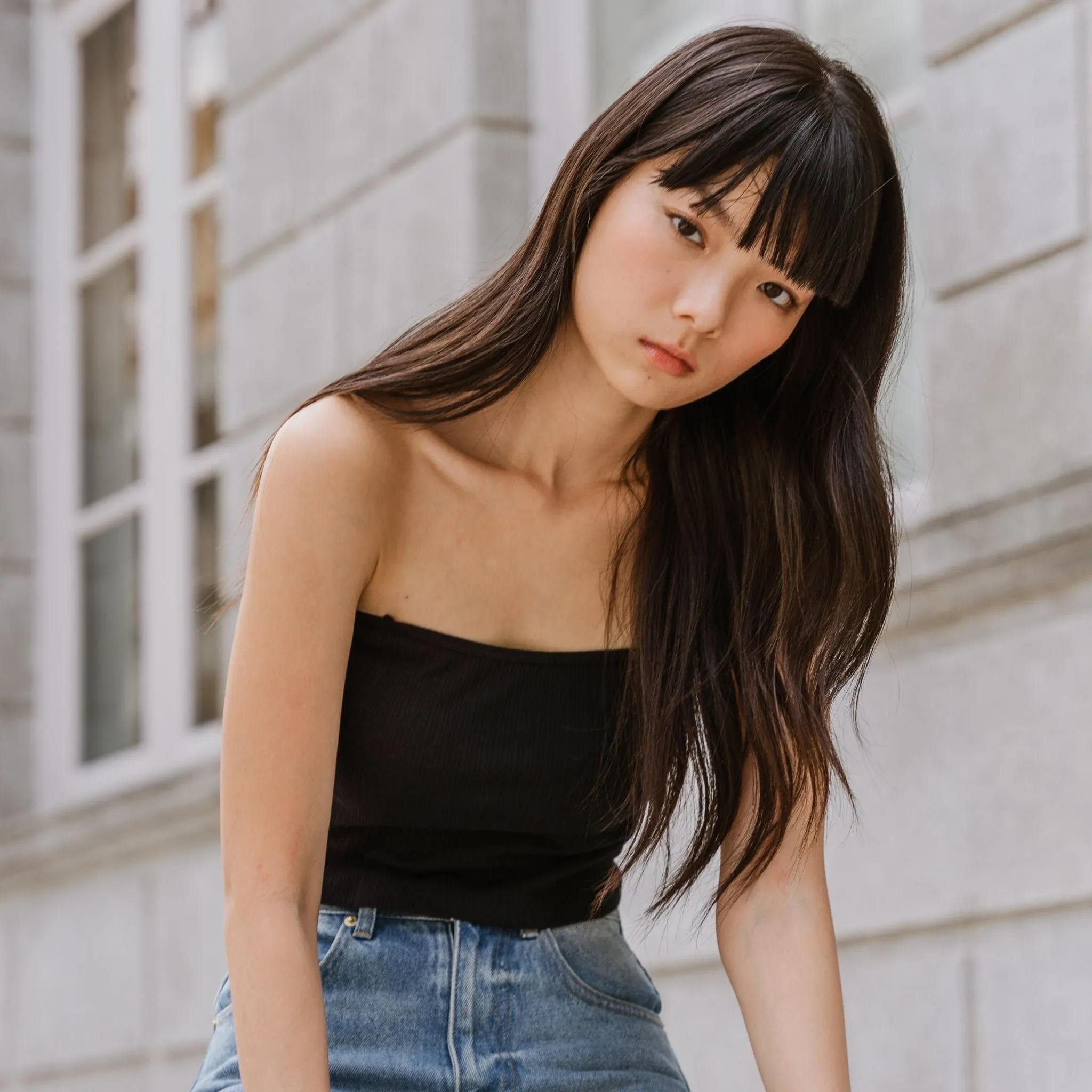 Urban Edge! 2-Way Tube Bra Top (Ribbed Cotton) in Black