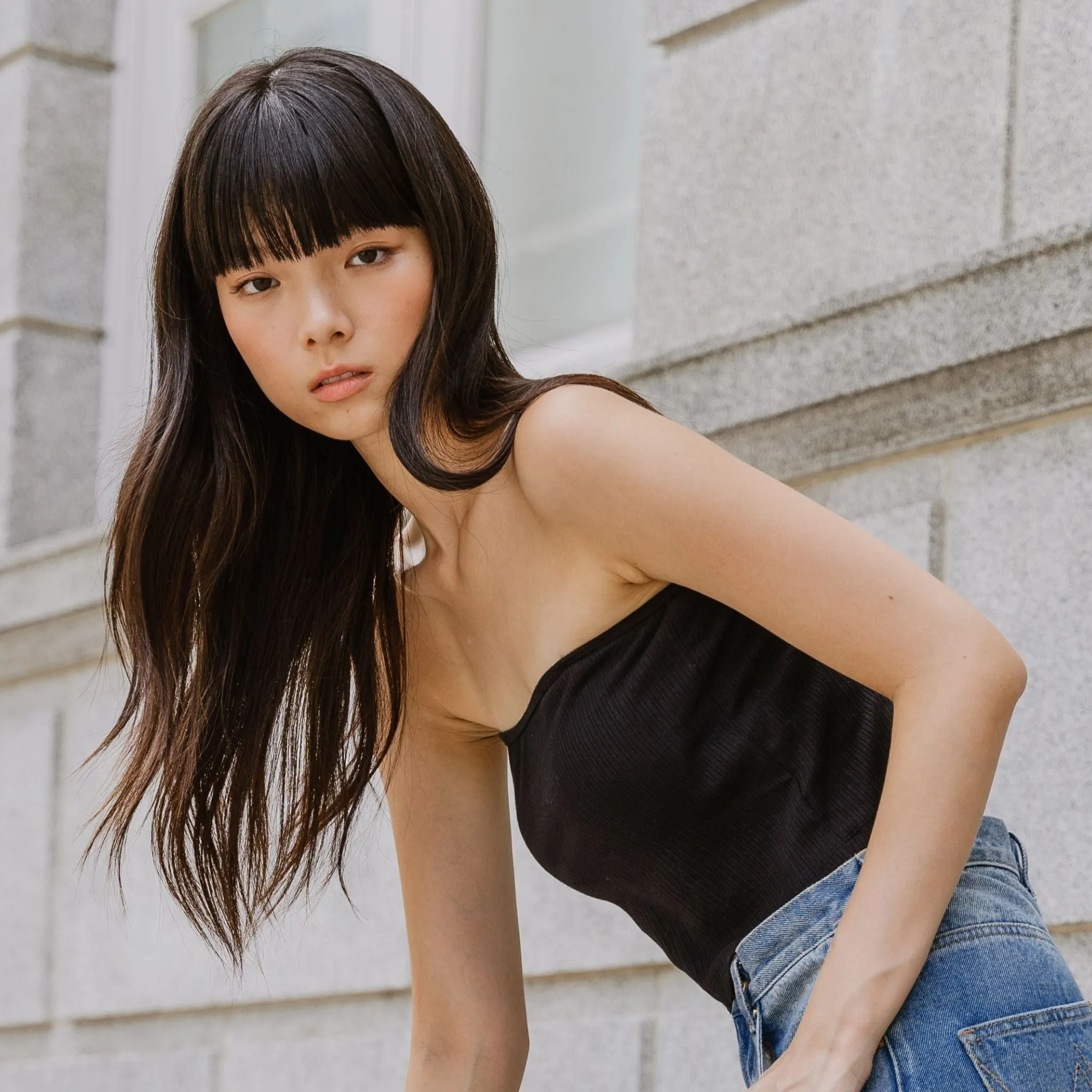 Urban Edge! 2-Way Tube Bra Top (Ribbed Cotton) in Black