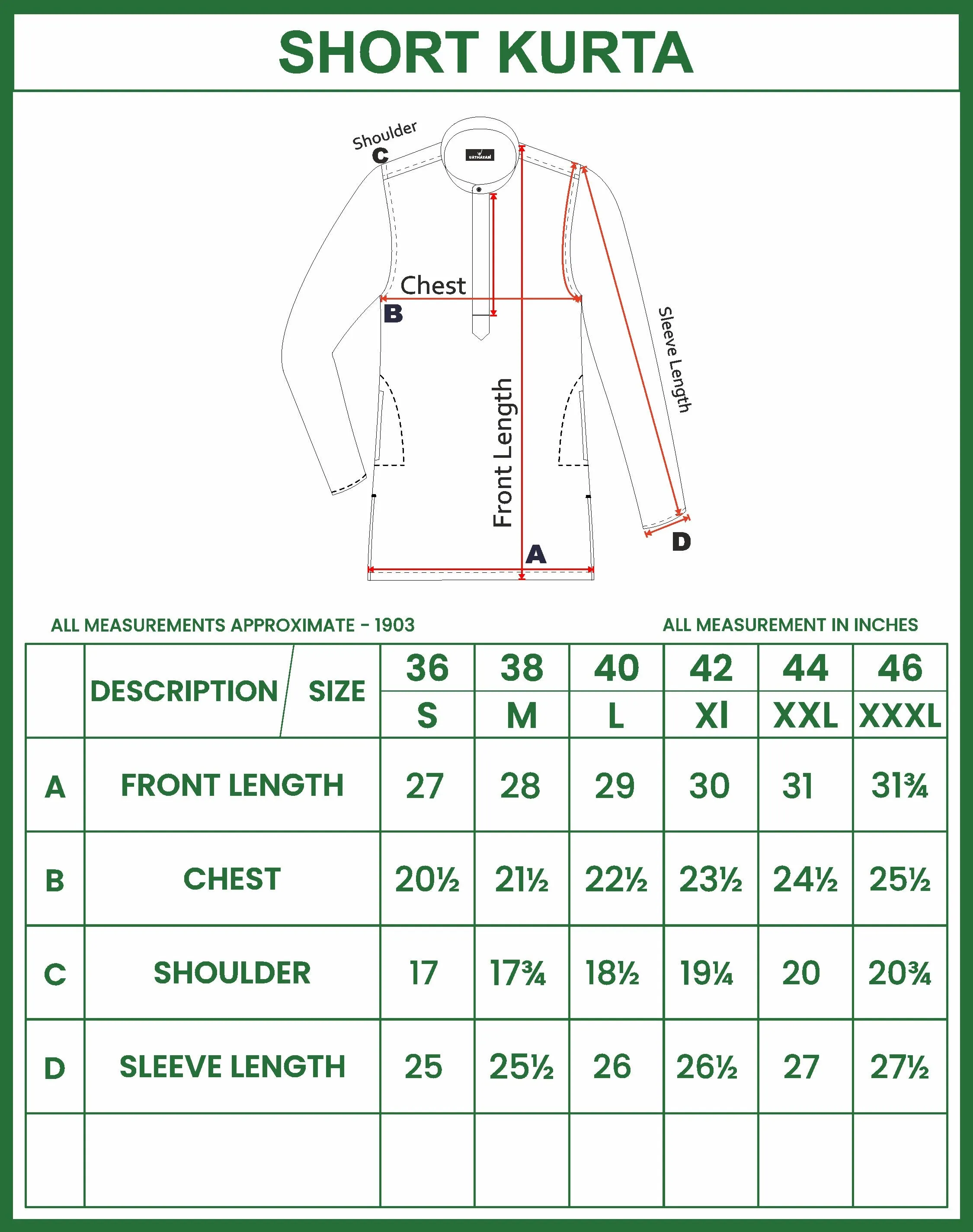 Urban - Light Green Short Kurta for Men | Uathayam