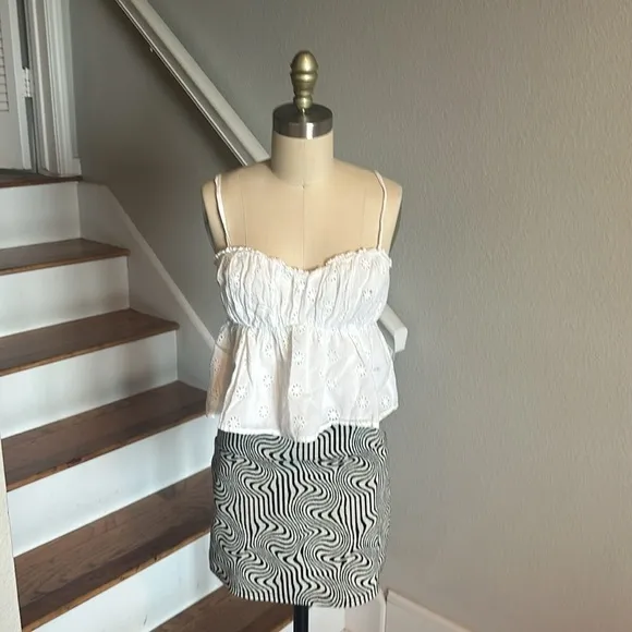Urban Outfitters UO Peachy Pelmet Swirl Jacquard Skirt Black &amp; Ivory​​