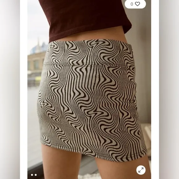 Urban Outfitters UO Peachy Pelmet Swirl Jacquard Skirt Black &amp; Ivory​​