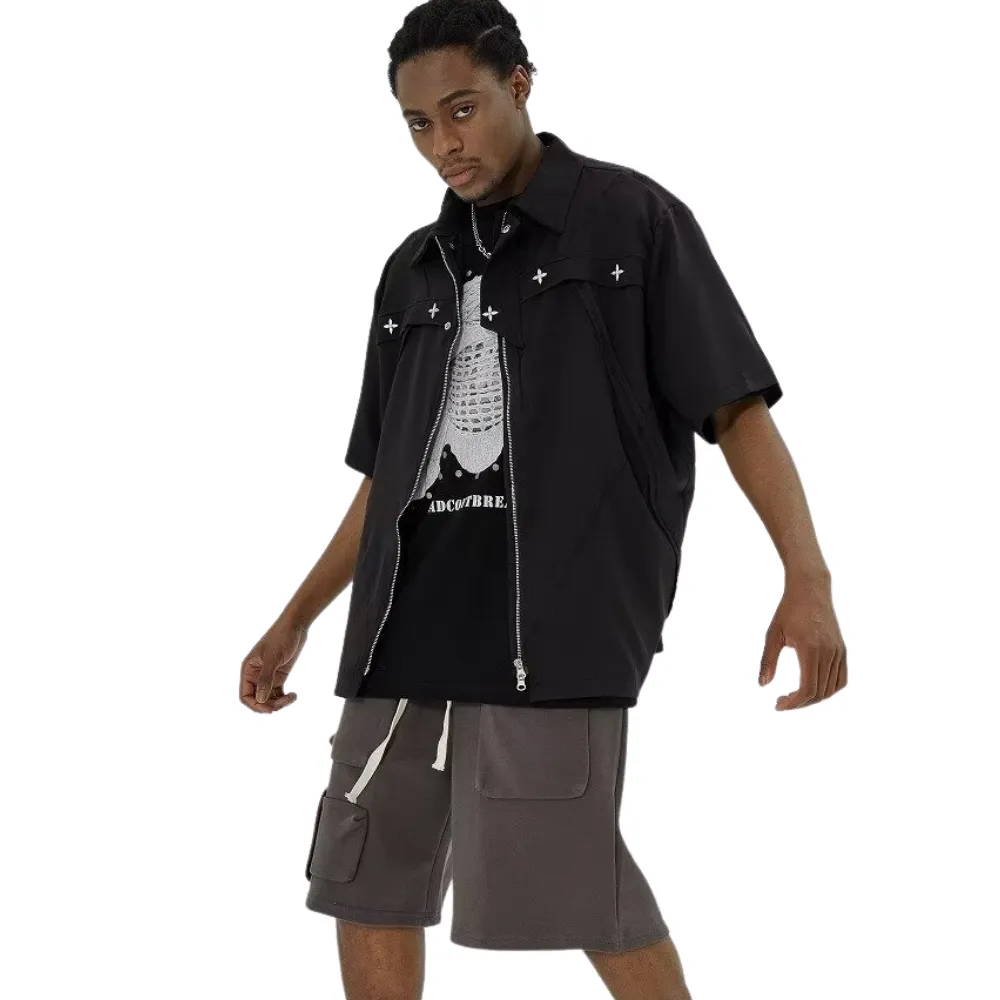 Urban Plain Collar Short Sleeve Shirt