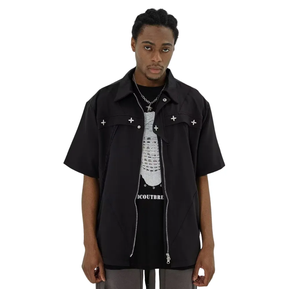 Urban Plain Collar Short Sleeve Shirt