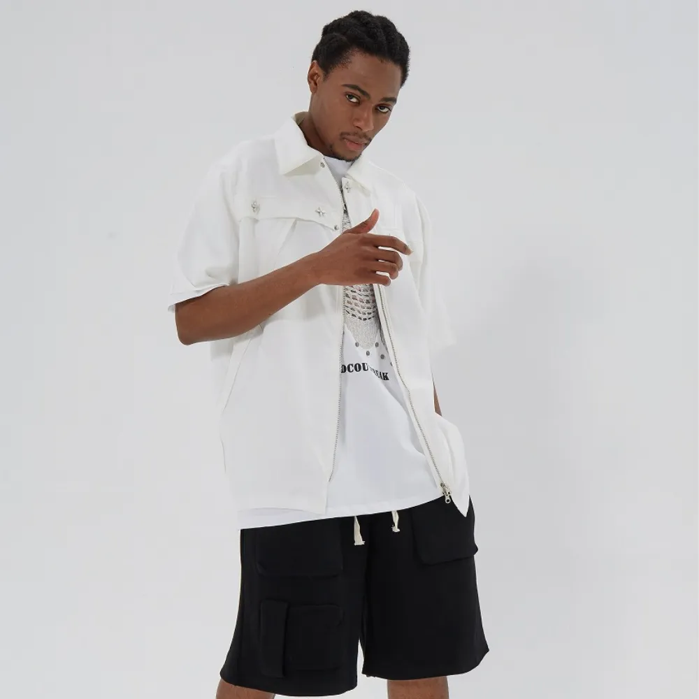 Urban Plain Collar Short Sleeve Shirt
