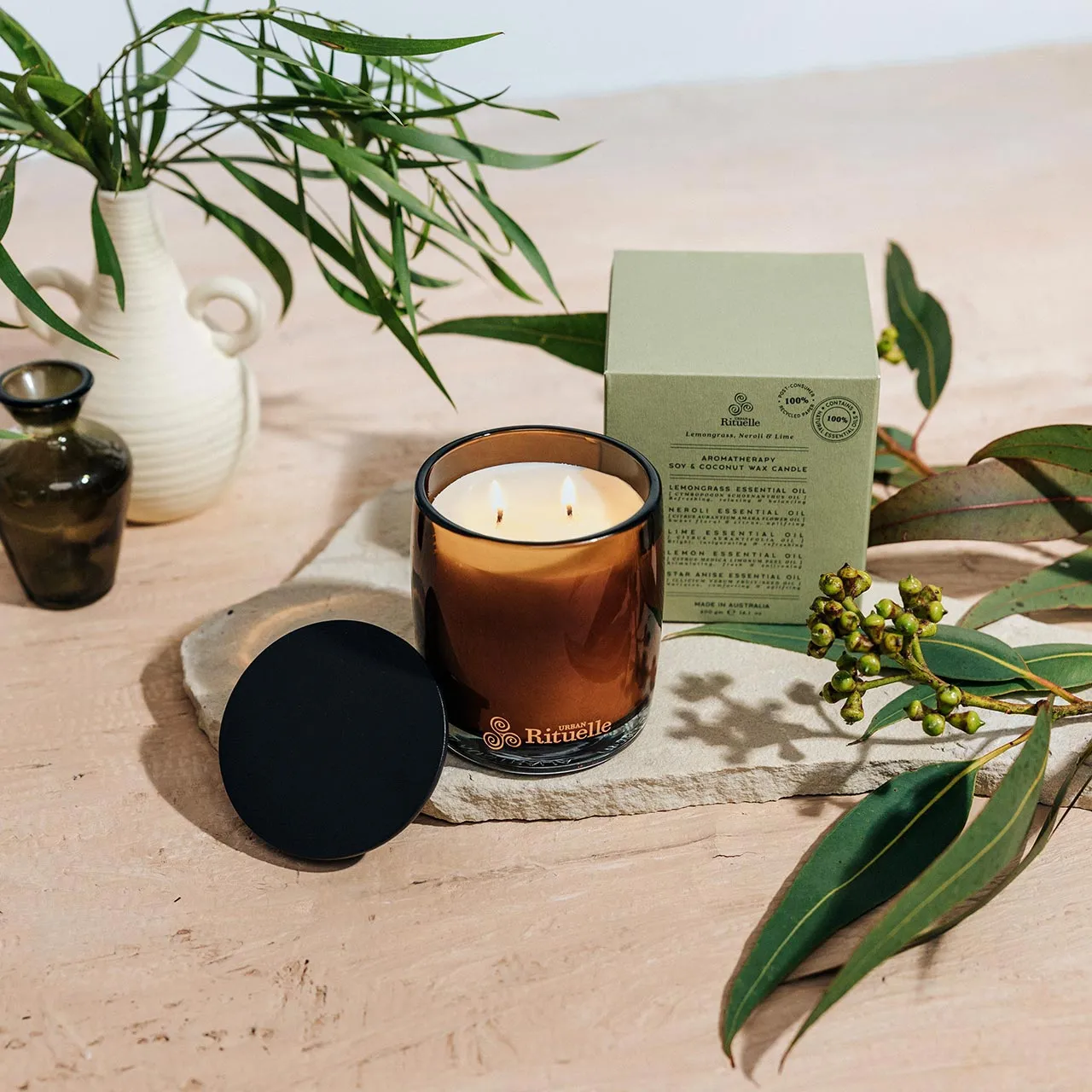 Urban Rituelle Natural Remedy Lemongrass, Neroli & Lime Aromatherapy Soy & Coconut Wax Candle - 400gm