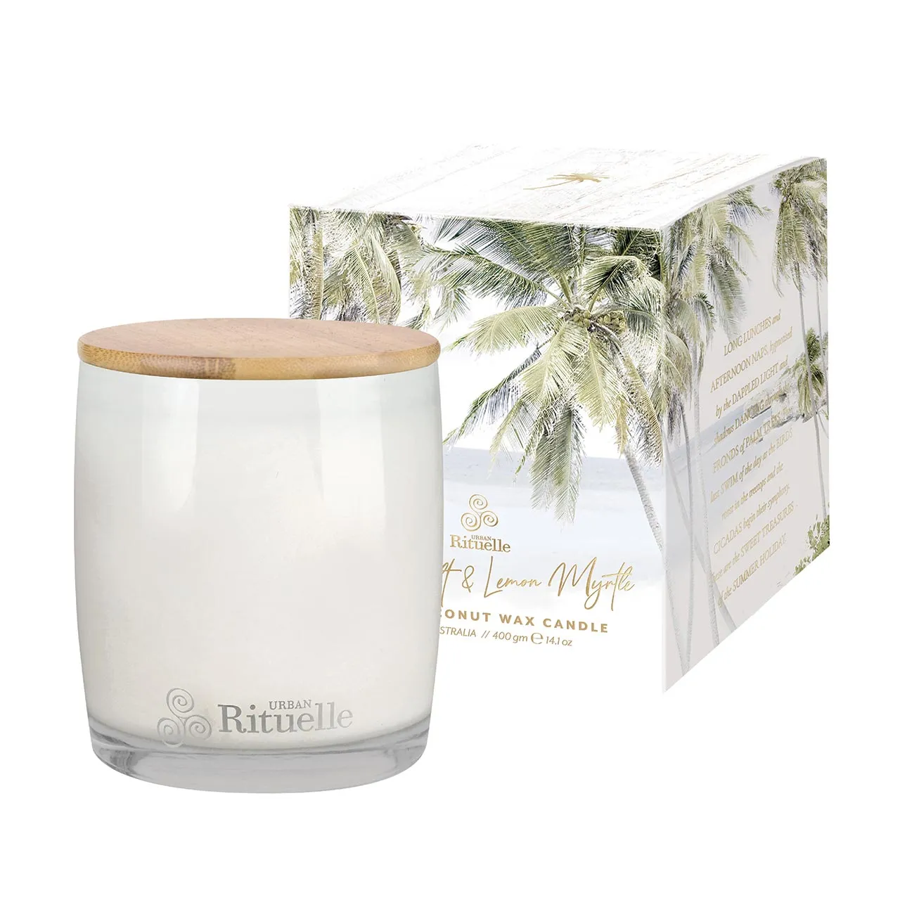 Urban Rituelle Summer Holiday Sea Salt & Lemon Myrtle Scented Soy Candle - 400gm
