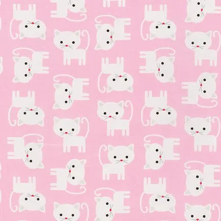 Urban Zoologie Cats on Pink by Ann Kelle for Robert Kaufman Fabrics