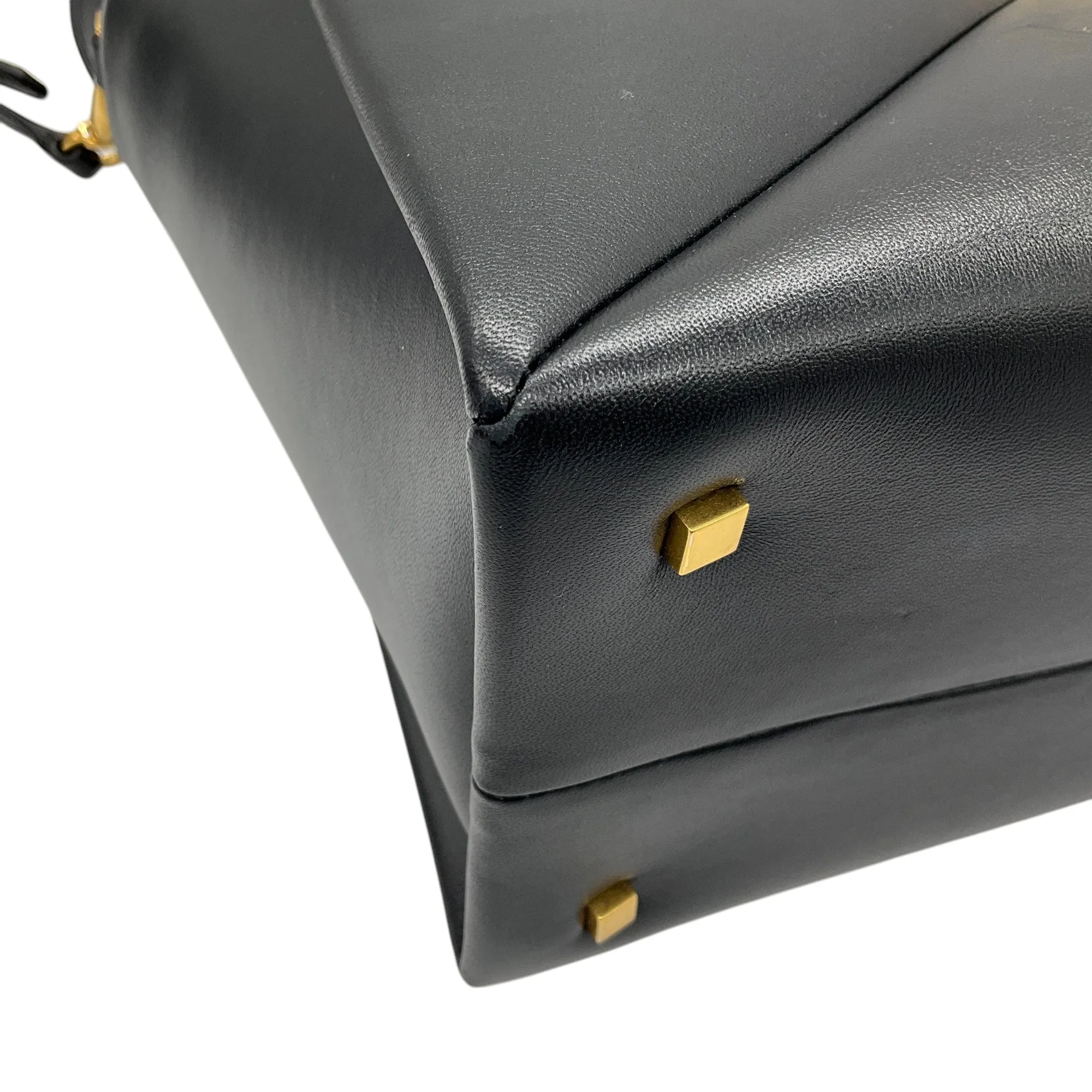 Valentino Black / Gold Medium One Stud Leather Handbag