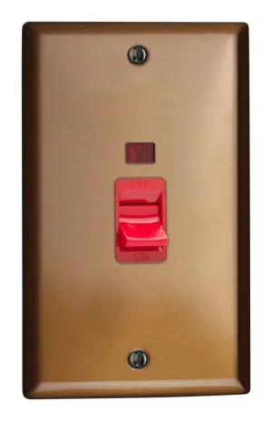 Varilight XY45N.BZ Urban Brushed Bronze 45A DP Cooker Switch Vertical Twin Plate   Neon