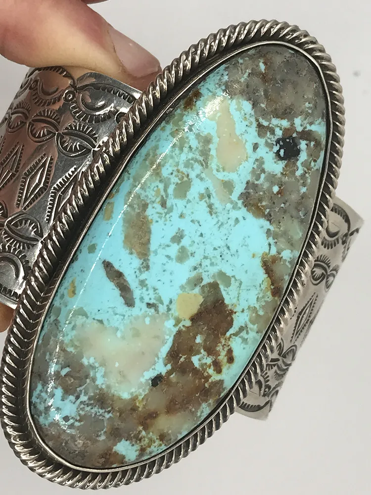 Very Tall Turquoise Stone Statement Cuff