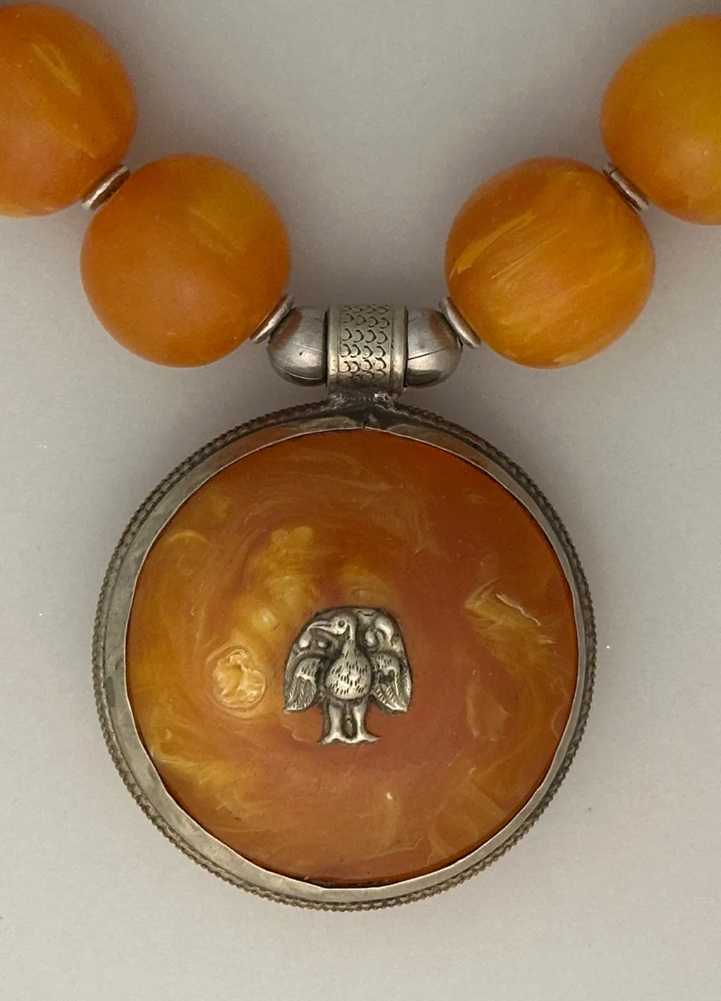 Vintage African Copal with Tibetan Pendant Statement Necklace