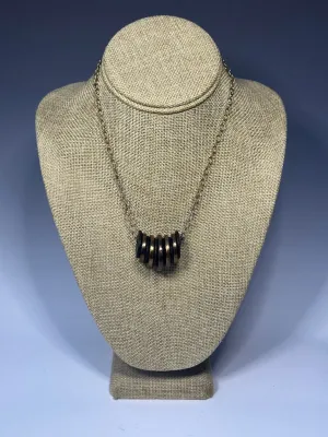 VINTAGE BLACK WOOD AND BRASS NECKLACE LCN585