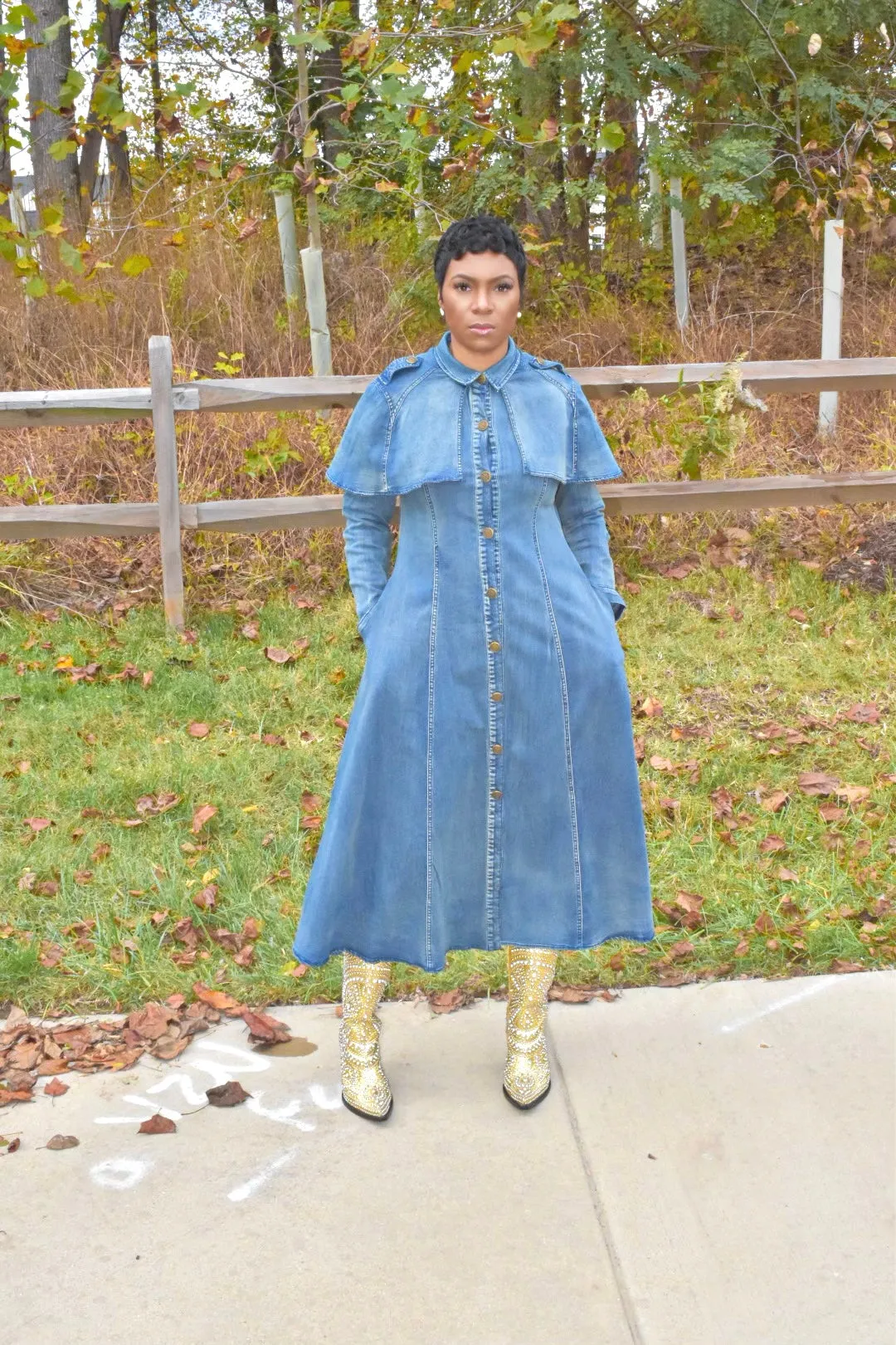 Vintage Cape Denim Dress