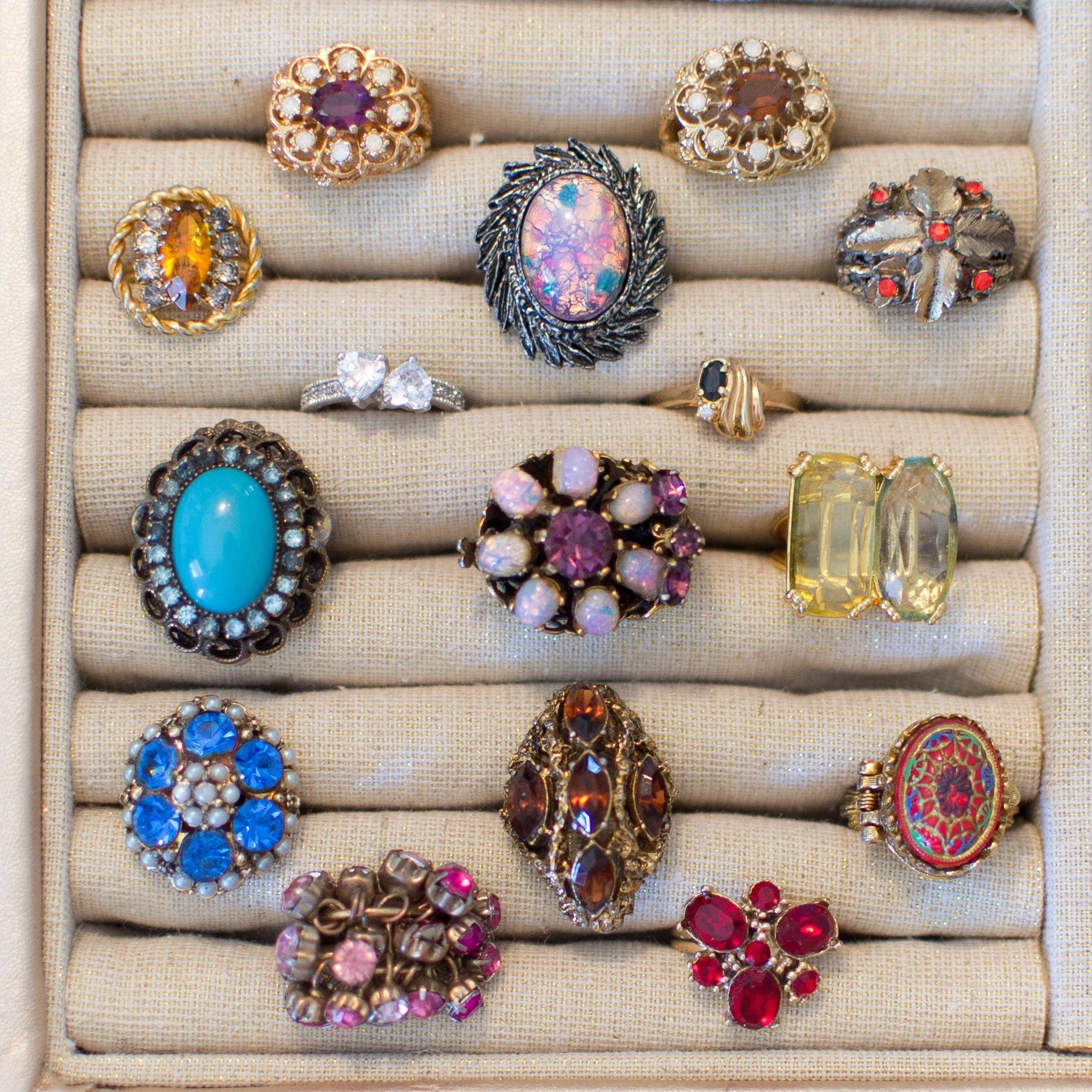 Vintage Double Citrine Crystal Statement Ring