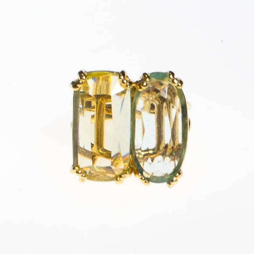 Vintage Double Citrine Crystal Statement Ring