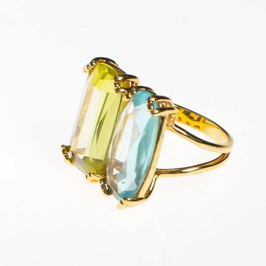 Vintage Double Citrine Crystal Statement Ring