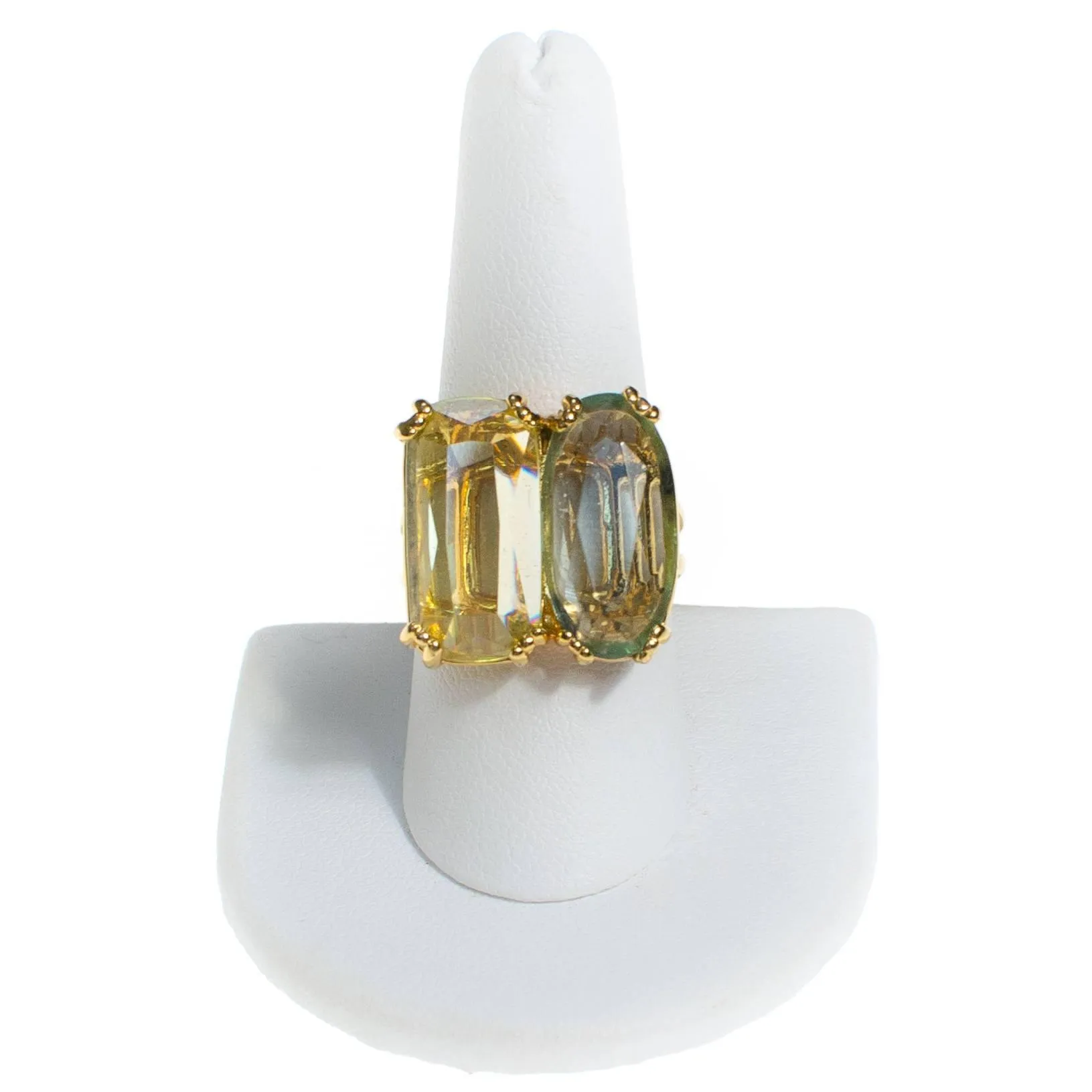 Vintage Double Citrine Crystal Statement Ring