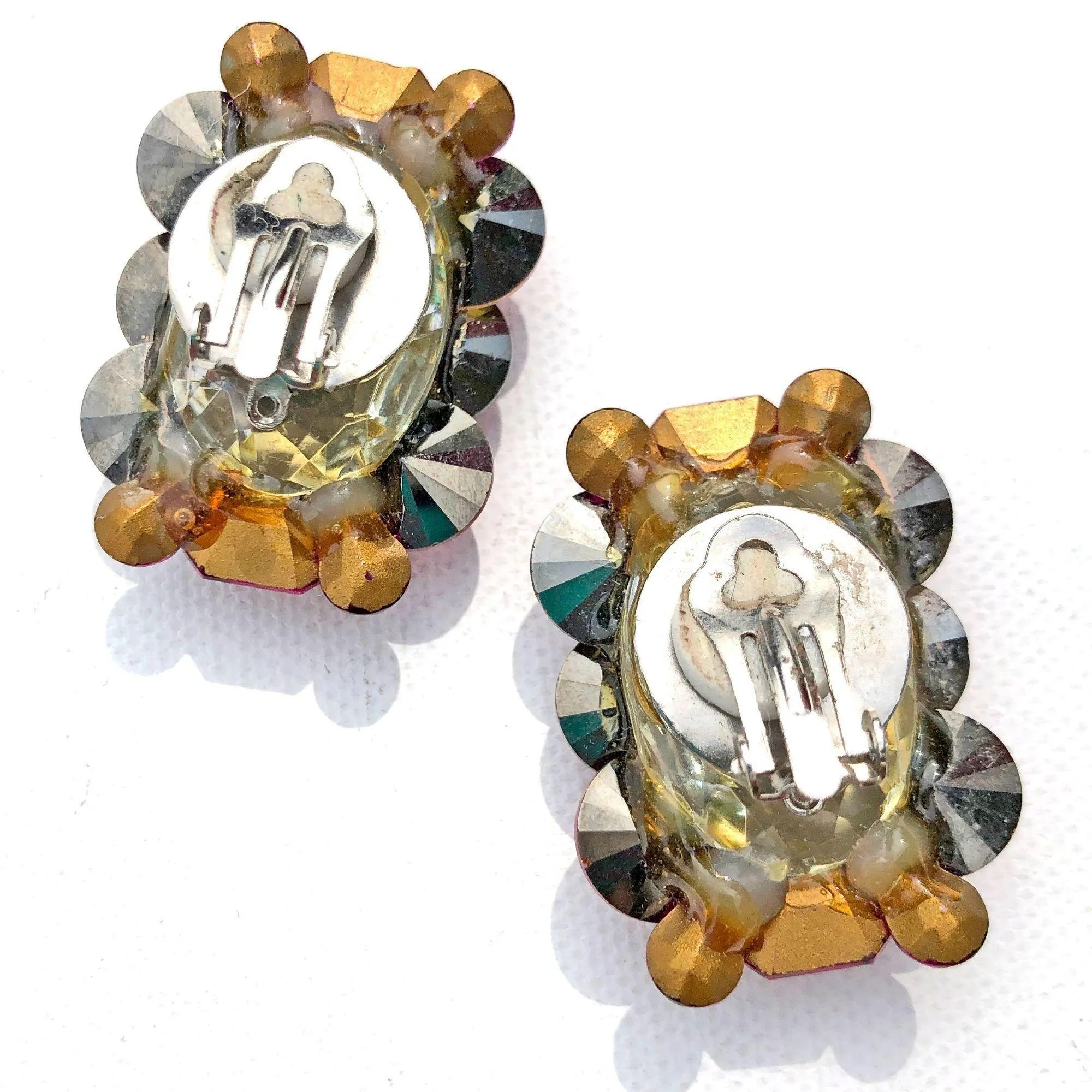 Vintage Large Pink Rhinestone Statement Earrings