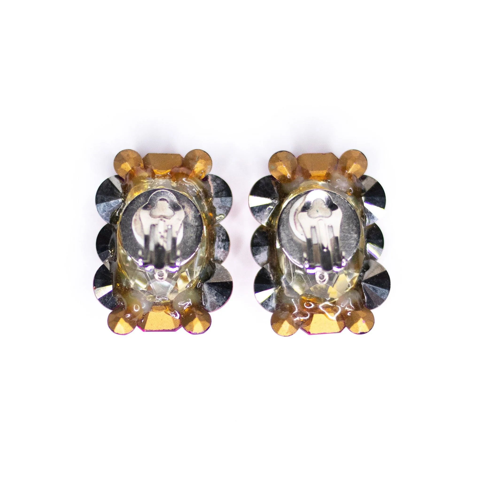 Vintage Large Pink Rhinestone Statement Earrings