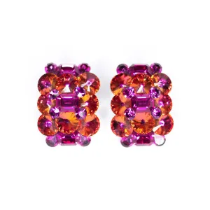 Vintage Large Pink Rhinestone Statement Earrings